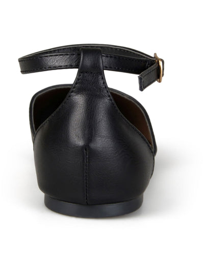 JOURNEE COLLECTION Womens Black Ankle Strap Padded Reba Pointed Toe Buckle Flats Shoes 8.5