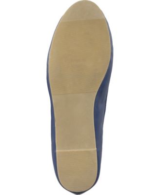 JOURNEE COLLECTION Womens Navy Bow Accent Padded Vika Round Toe Slip On Ballet Flats W