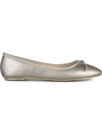 JOURNEE COLLECTION Womens Gray Bow Accent Padded Vika Round Toe Slip On Ballet Flats 11 M