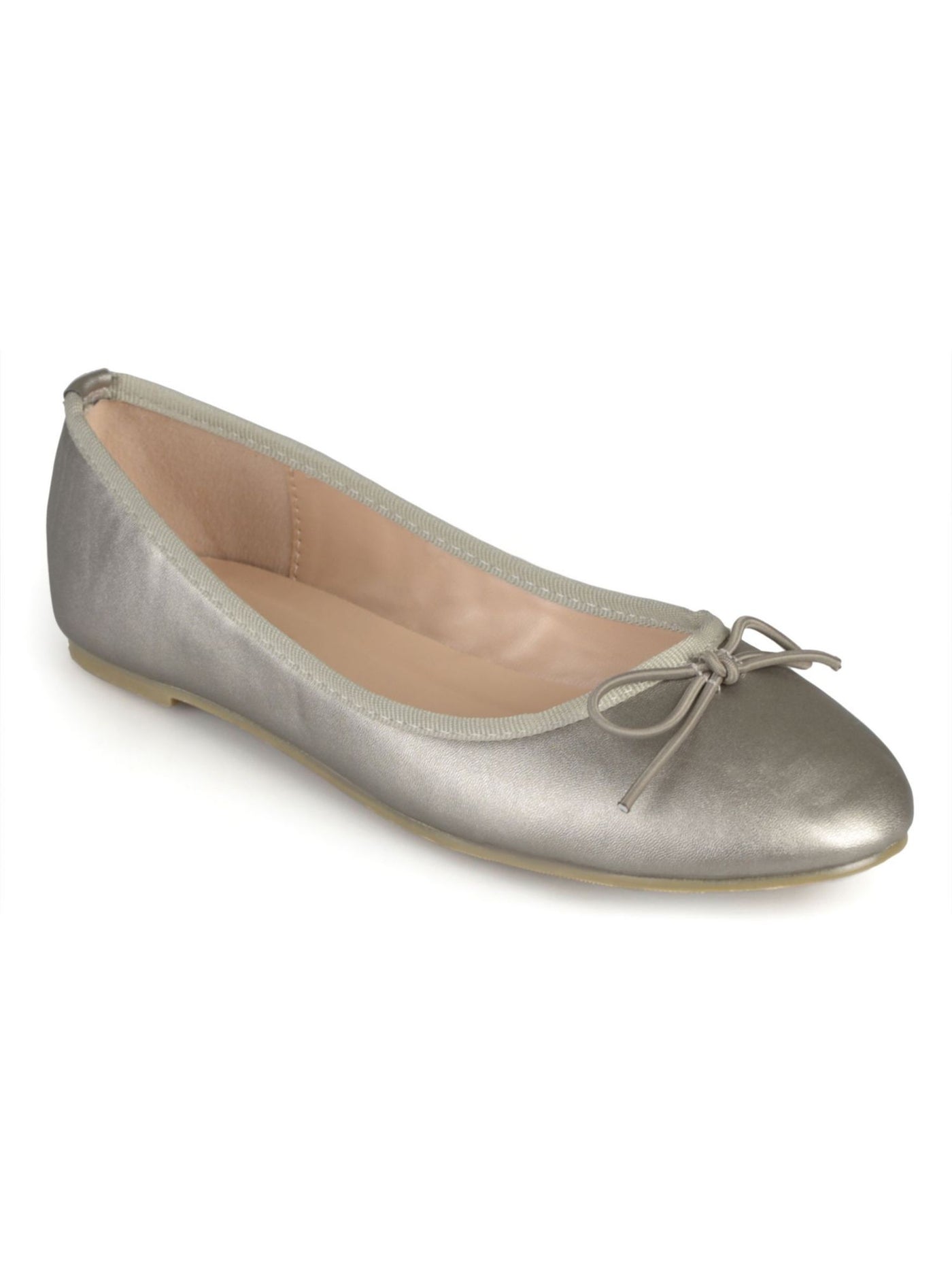 JOURNEE COLLECTION Womens Gray Bow Accent Padded Vika Round Toe Slip On Ballet Flats 11 M
