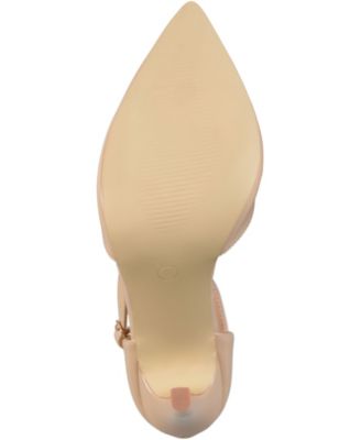 JOURNEE COLLECTION Womens Beige T-Strap Adjustable Padded Tru Pointed Toe Stiletto Buckle Pumps Shoes