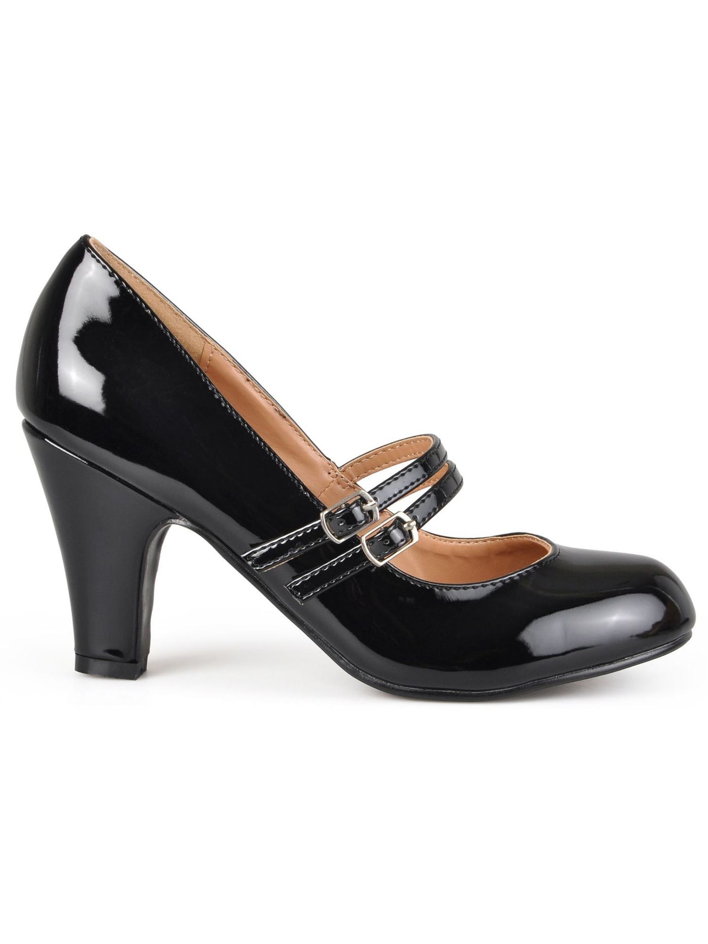 JOURNEE COLLECTION Womens Black Mary Jane Padded Wendy Round Toe Block Heel Buckle Pumps Shoes 6.5