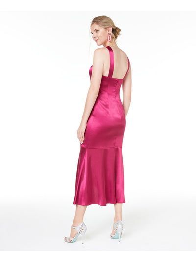 AIDAN MATTOX Womens Pink Zippered Sleeveless Keyhole Party Hi-Lo Dress 0