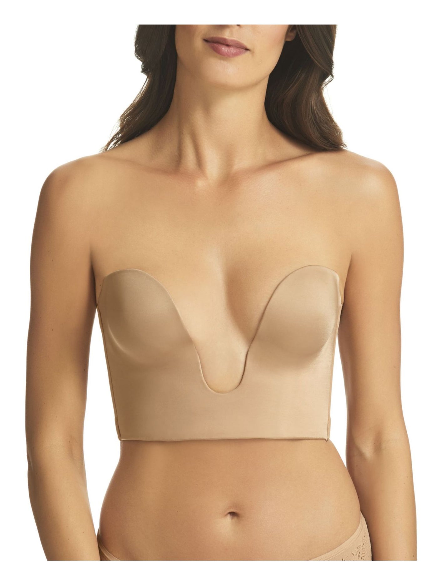 FINE LINES Intimates Beige Wide U Front Extreme Plunge Low Coverage 3D Cups Medium Support 34D
