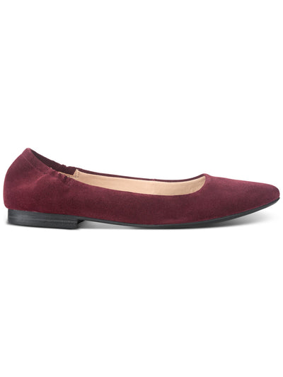 AMERICAN RAG Womens Maroon Elastic Ankle Stretch Comfort Jilly Pointed Toe Block Heel Slip On Leather Ballet Flats 7.5 M