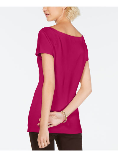 INC Womens Pink Short Sleeve Jewel Neck T-Shirt XS