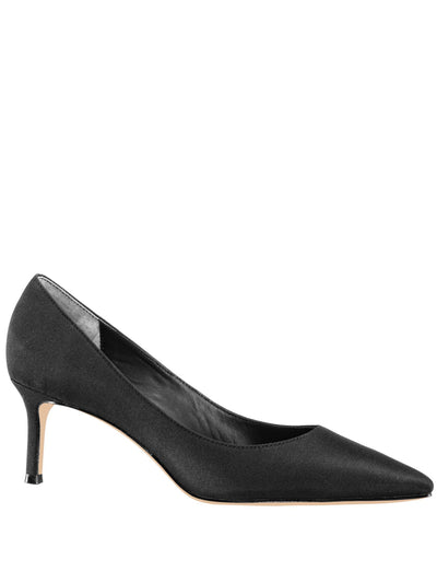 NINA Womens Black Padded Nina60 Pointy Toe Stiletto Slip On Leather Dress Pumps Shoes 10 M