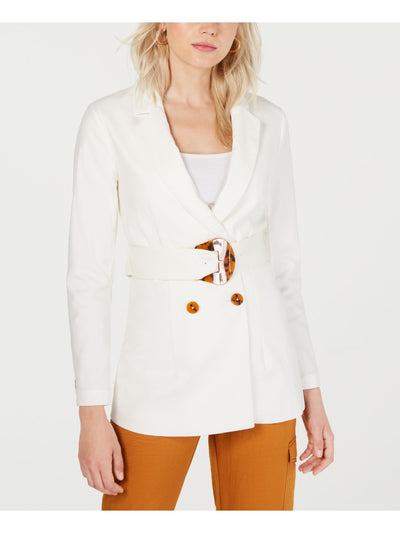 FINDERS KEEPERS Womens Ivory Belted Blazer Jacket L