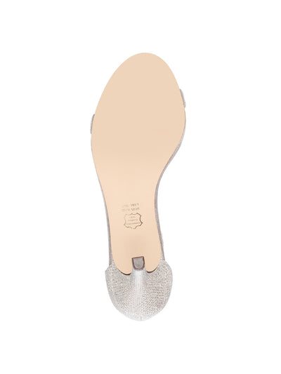 NINA Womens Gold Glitter Rhinestone Padded Veniza Almond Toe Stiletto Buckle Leather Dress Sandals Shoes M
