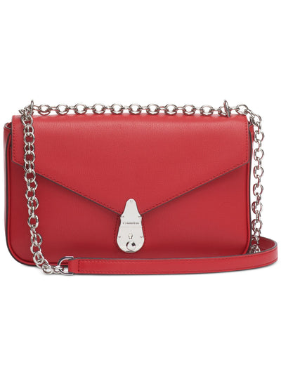 CALVIN KLEIN Women's Red Leather Chain Strap Crossbody Handbag Purse