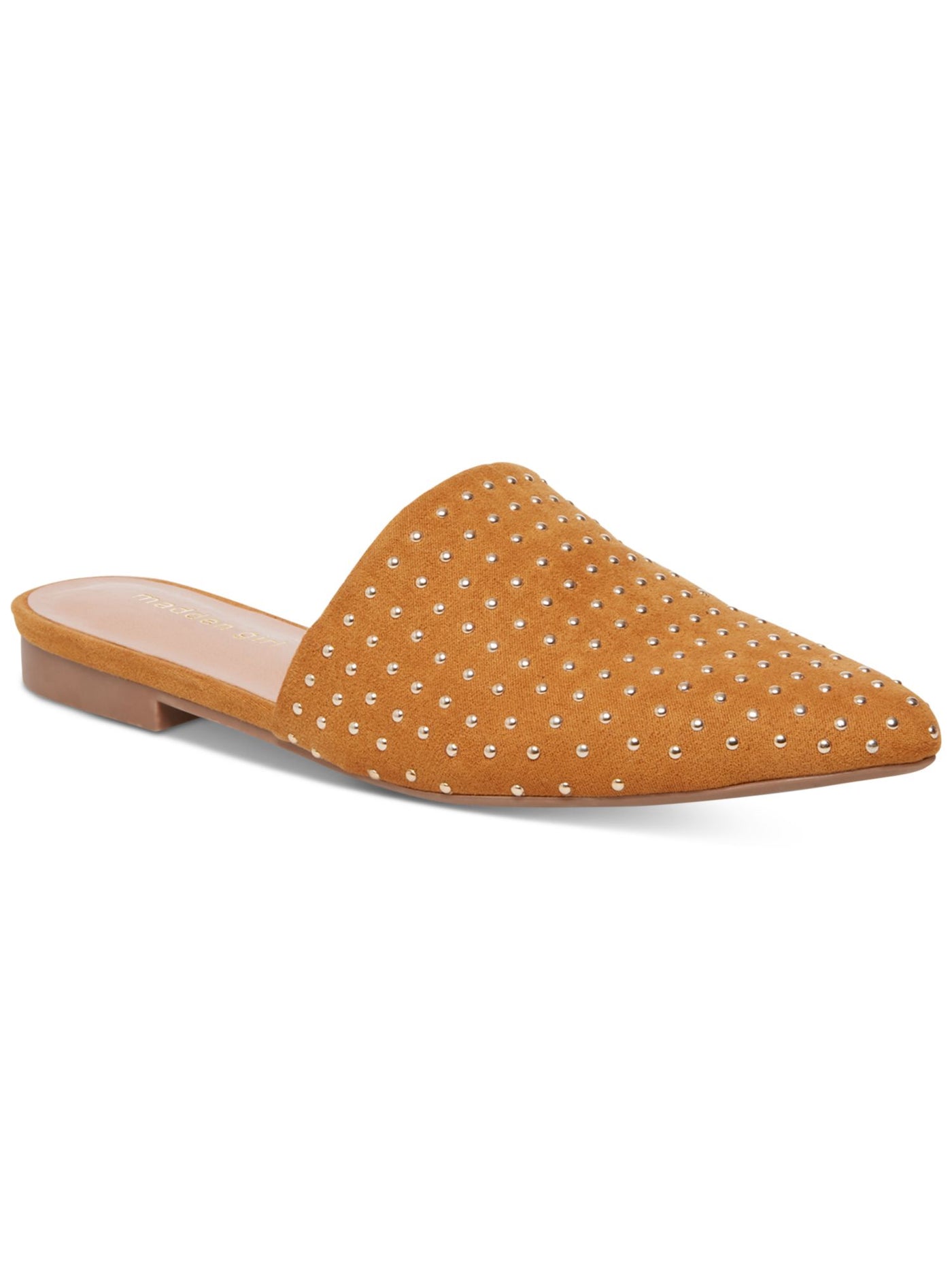 MADDEN GIRL Womens Orange Studded Cushioned Tania Pointed Toe Block Heel Slip On Mules 8 M