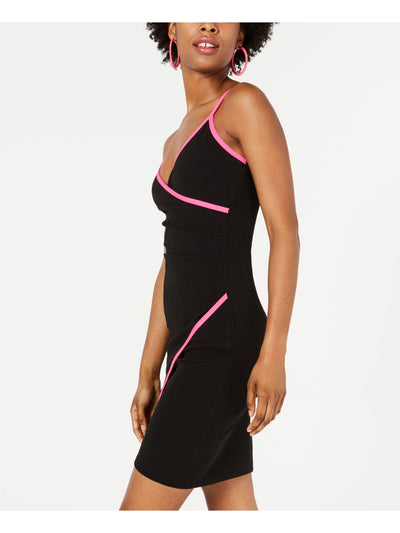 CRAVE FAME Womens Black Spaghetti Strap Short Body Con Evening Dress Juniors XXS