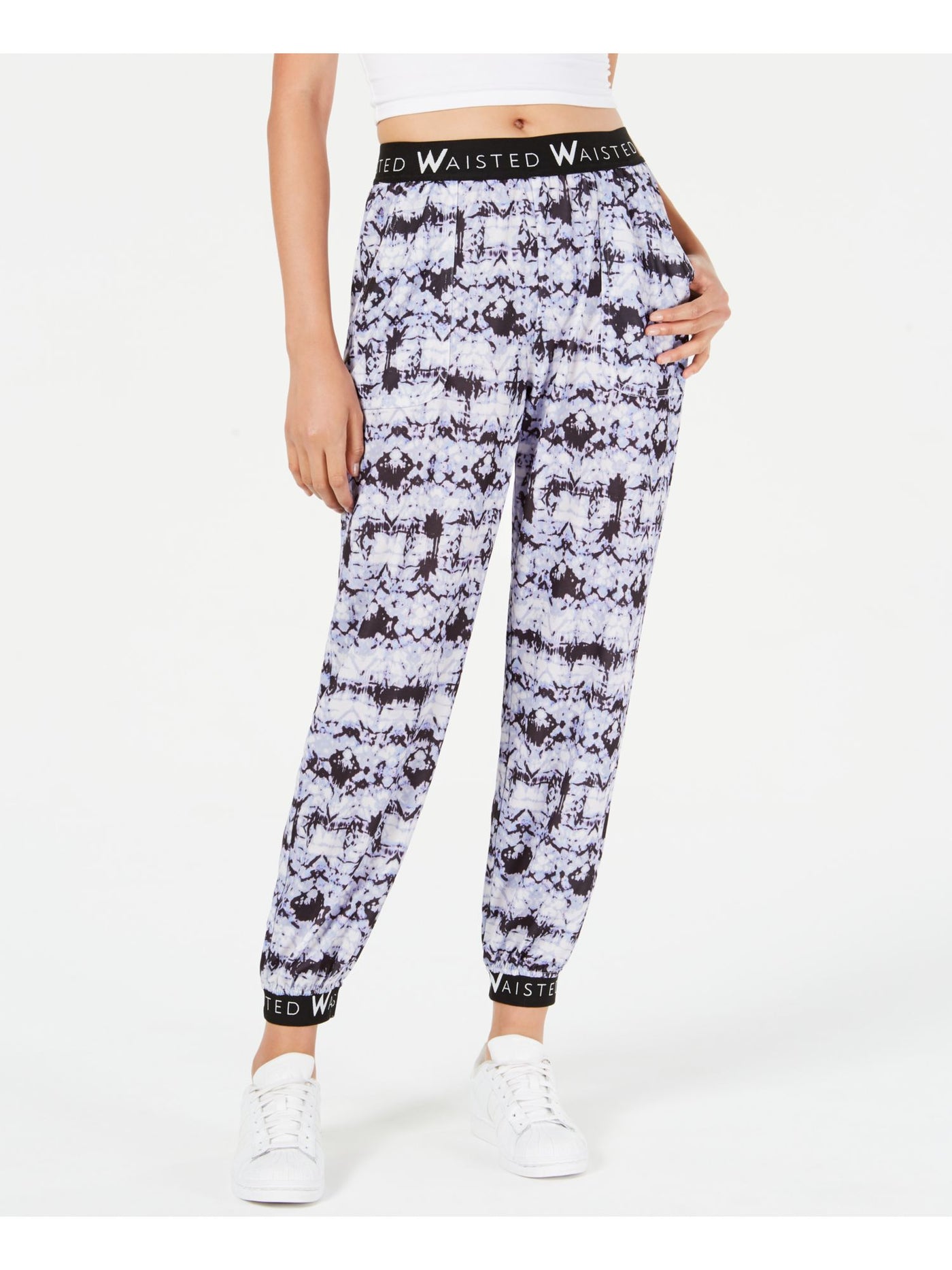 WAISTED Womens Light Blue Printed Harem Pants L