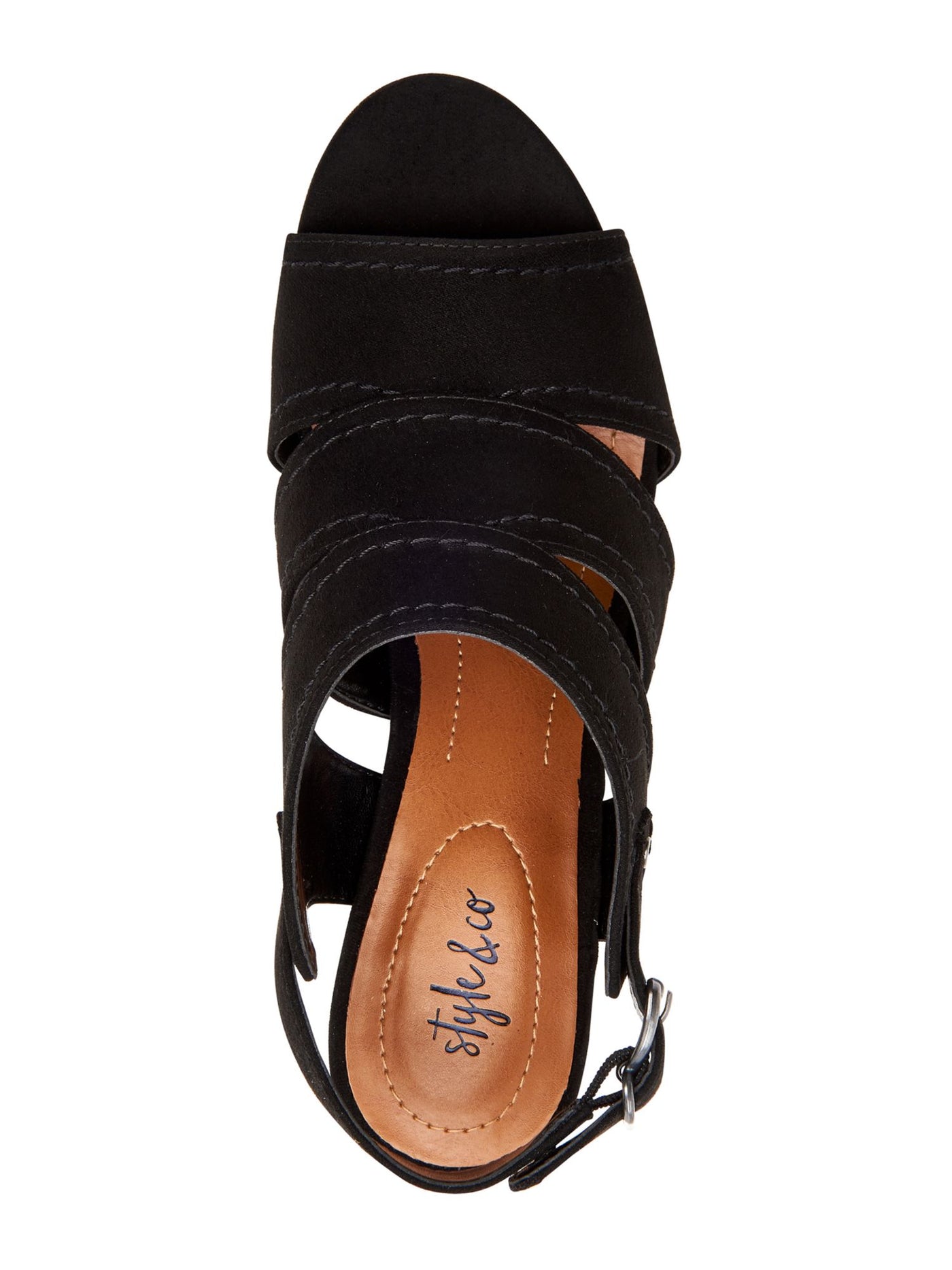 STYLE & COMPANY Womens Black Padded Comfort Hosper Round Toe Cone Heel Buckle Slingback Sandal 5 M