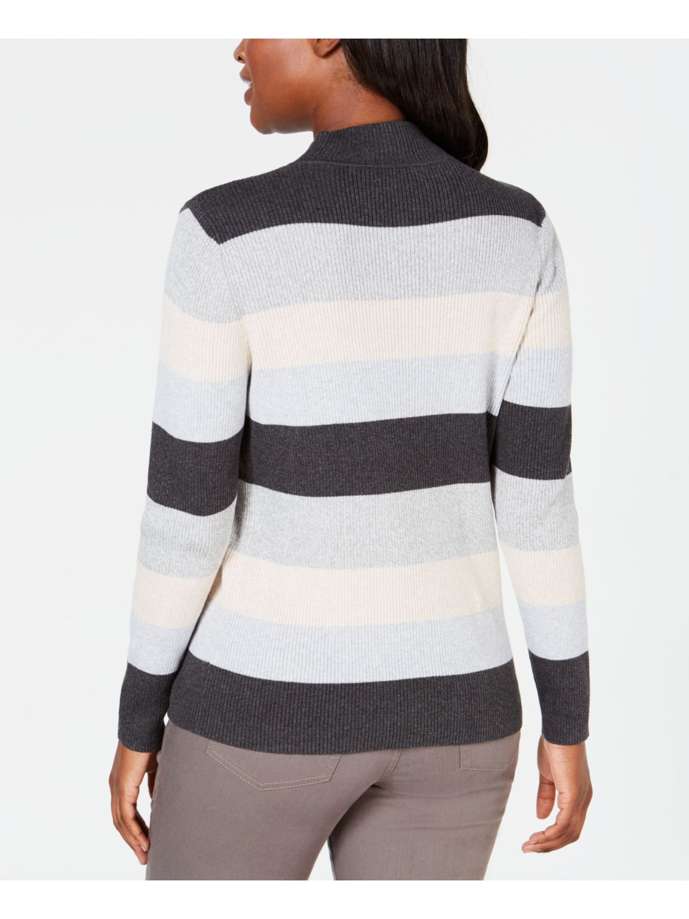 KAREN SCOTT Womens Gray Ribbed Color Block Long Sleeve Turtle Neck Sweater XXL