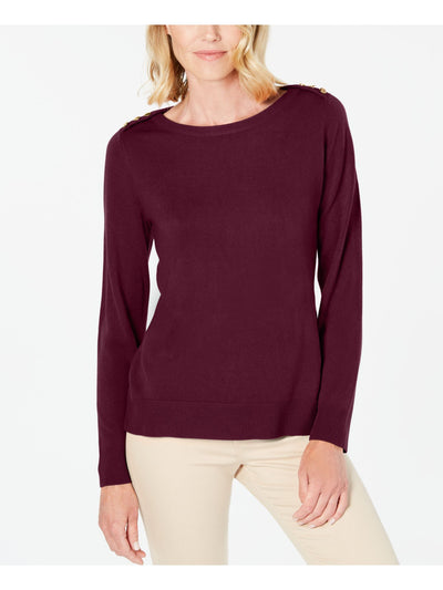 KAREN SCOTT Womens Purple Long Sleeve Jewel Neck Sweater XS