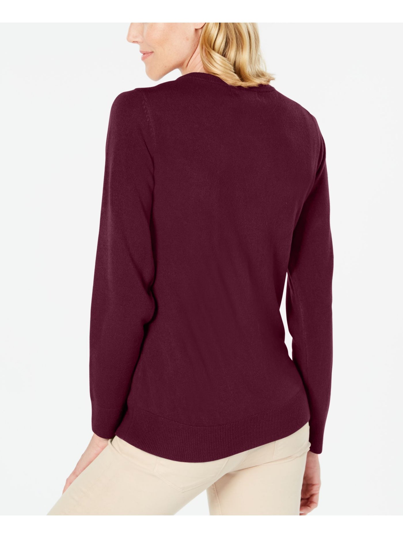 KAREN SCOTT Womens Purple Long Sleeve Jewel Neck Sweater XS