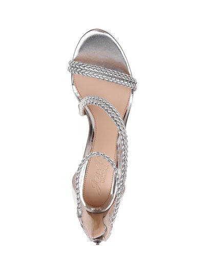 JEWEL BADGLEY MISCHKA Womens Silver 1" Platform Braided Metallic Suzy Round Toe Wedge Zip-Up Dress Sandals Shoes 8.5 M