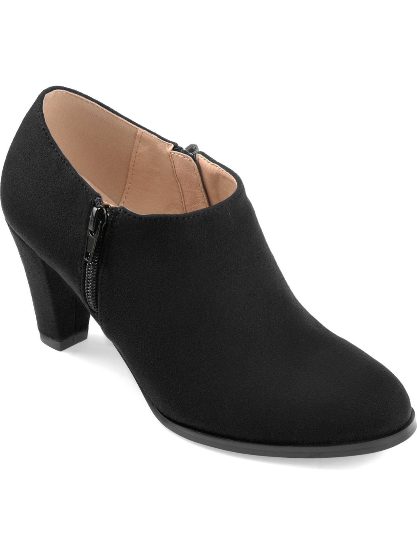 JOURNEE COLLECTION Womens Black Zipper Accent Padded Sanzi Almond Toe Block Heel Zip-Up Dress Booties 10 W