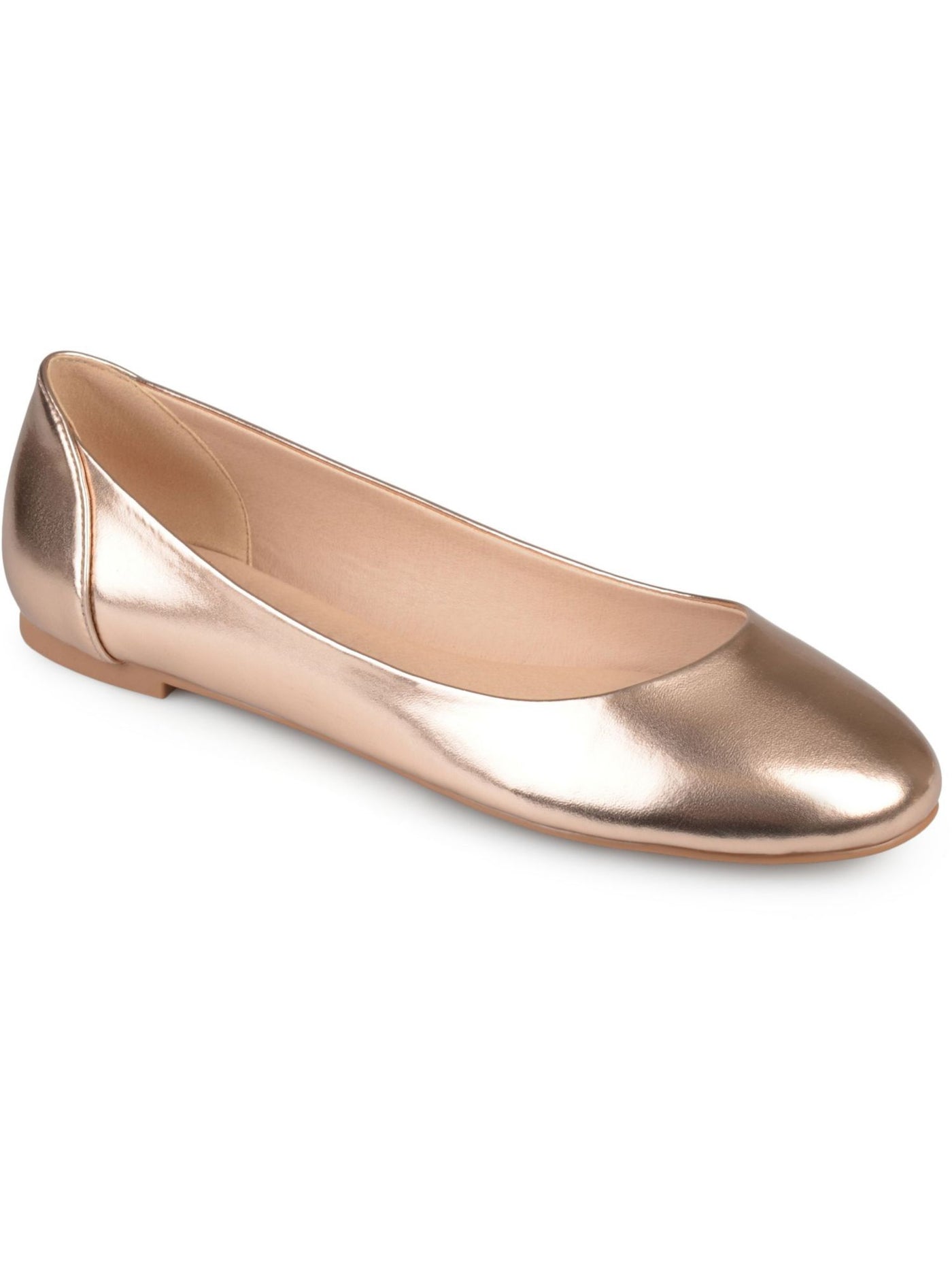 JOURNEE COLLECTION Womens Gold Comfort Metallic Padded Kavn Round Toe Slip On Ballet Flats 7 W