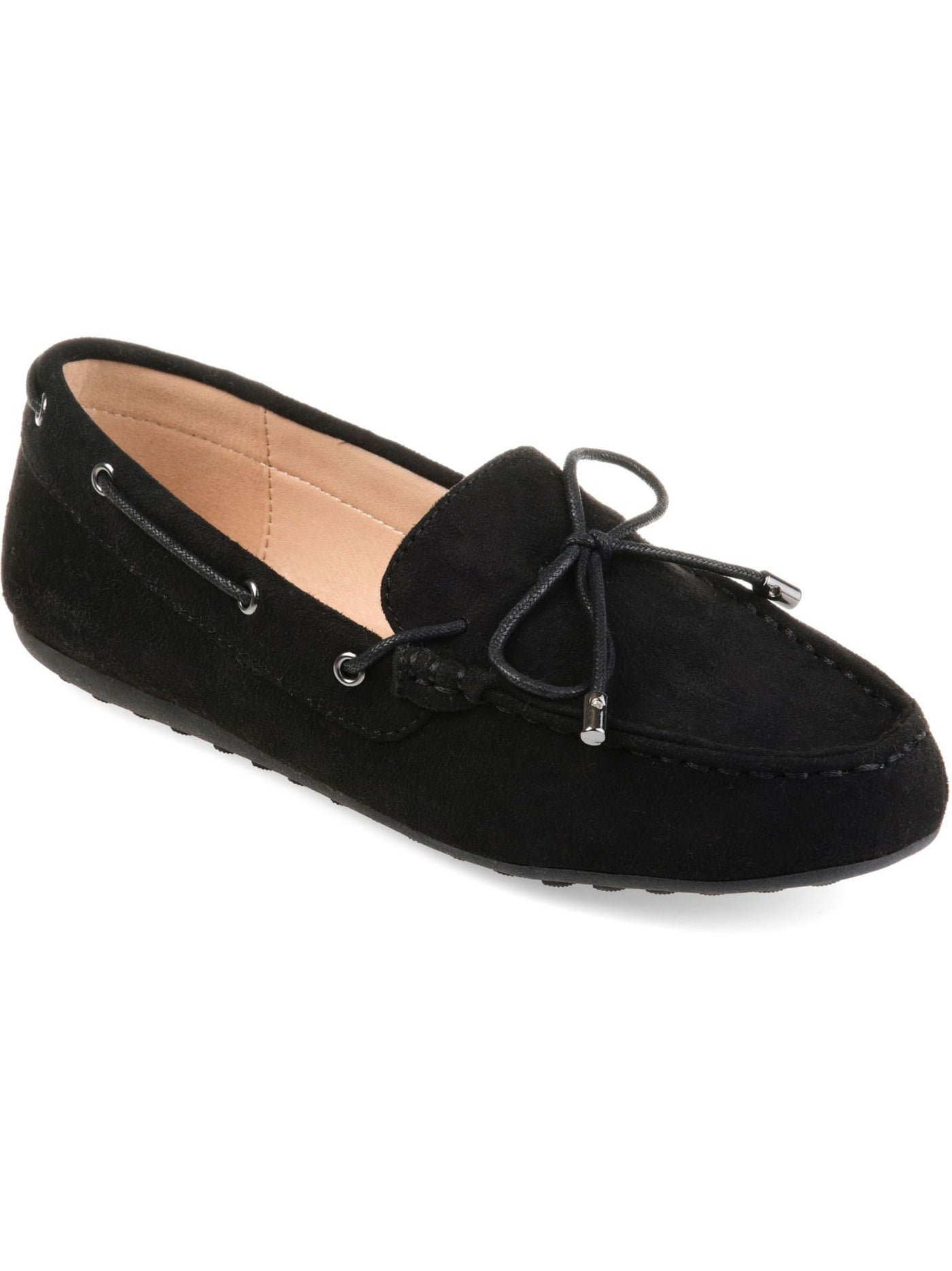 JOURNEE COLLECTION Womens Black Moccasin Style Padded Bow Accent Thatch Round Toe Slip On Loafers Shoes 12