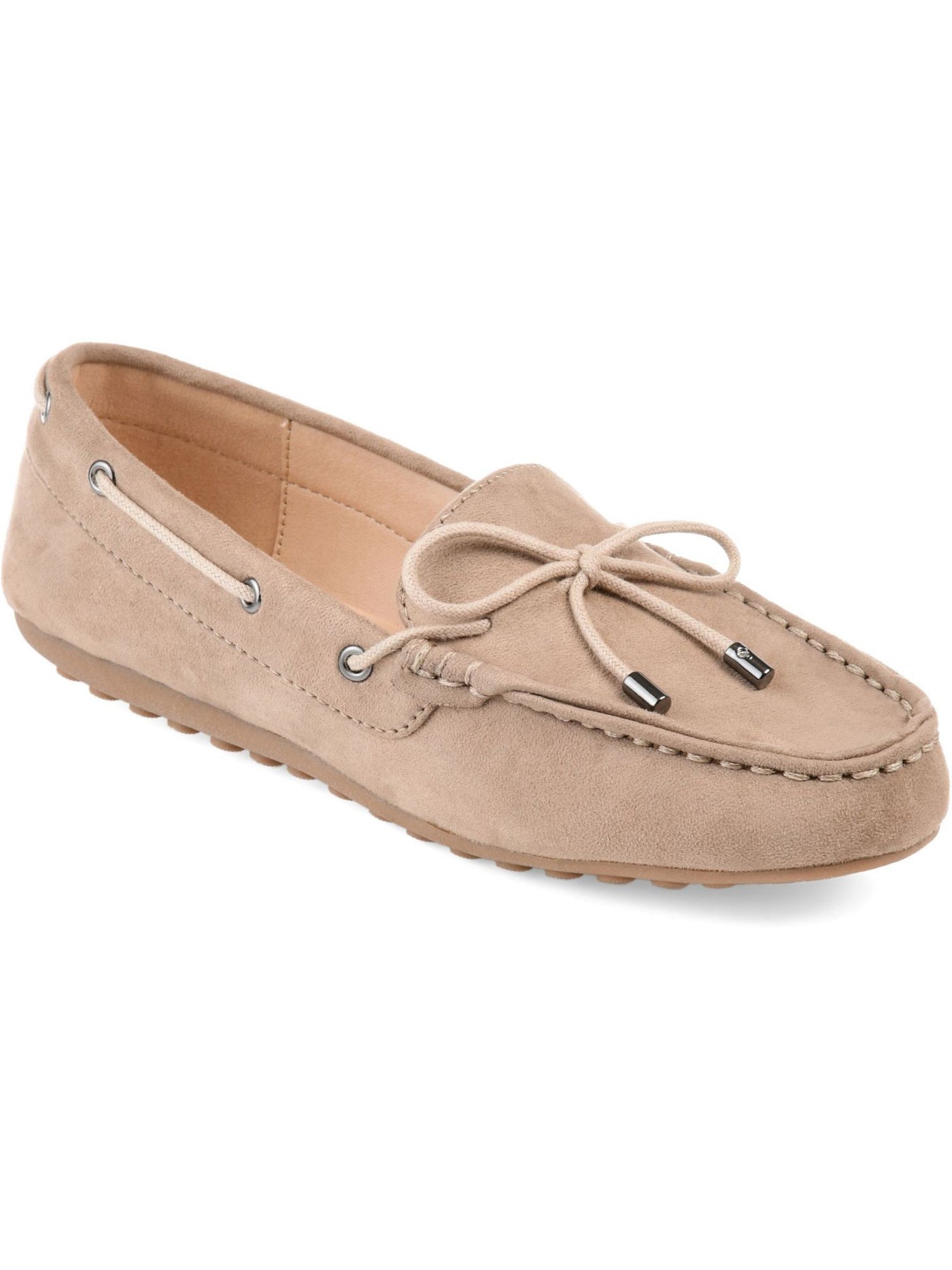 JOURNEE COLLECTION Womens Beige Moccasin Style Padded Bow Accent Thatch Round Toe Slip On Loafers Shoes 6.5