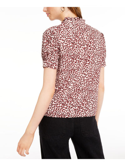 MAISON JULES Womens Ruffled Pouf Tie Neck Blouse