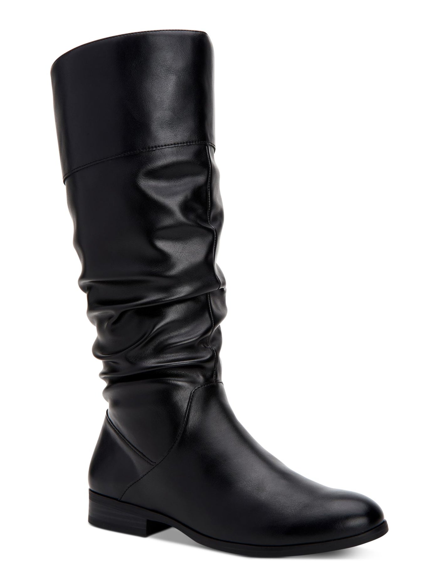 STYLE & COMPANY Womens Black Elastic Goring Wide Calf Cushioned Kelimae Round Toe Block Heel Zip-Up Riding Boot 7.5 M WC