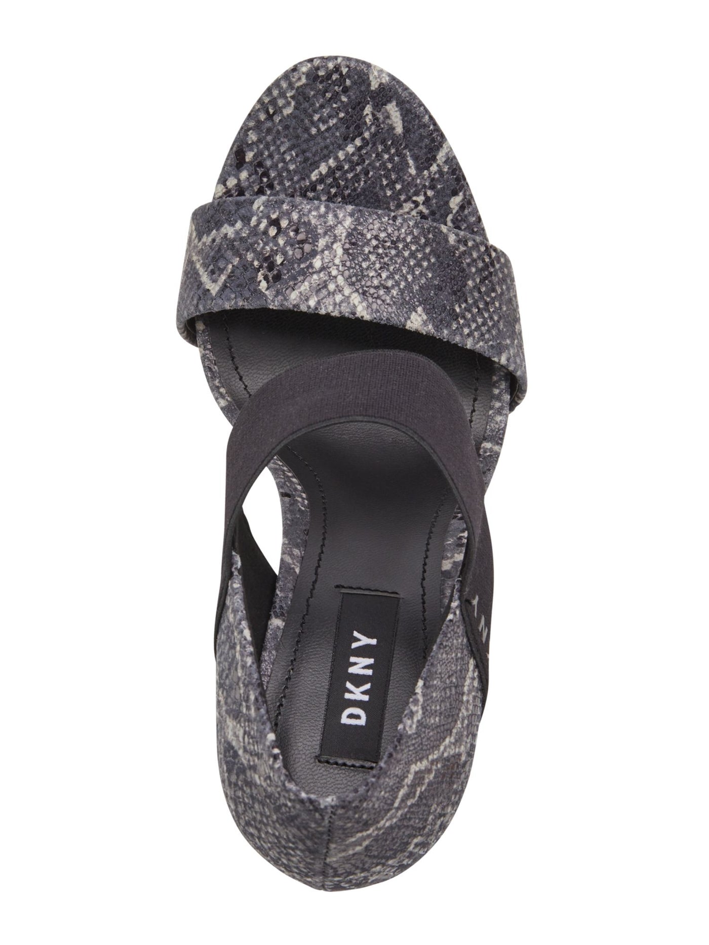 DKNY Womens Gray Snake Print Strappy Cushioned Stretch Iva Round Toe Stiletto Slip On Dress Slingback Sandal 8.5