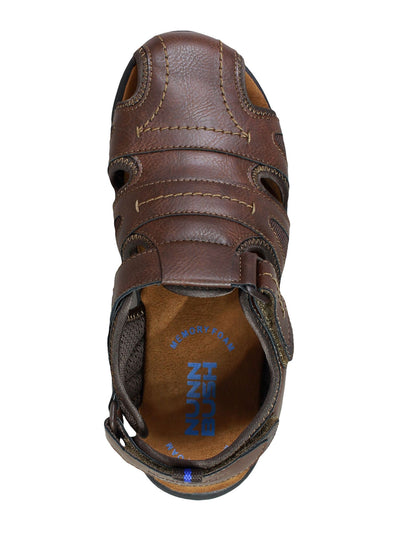 NUNN BUSH Mens Brown Mixed Media Back Pull-Tab Cushioned Odor Control Rio Grande Round Toe Sandals Shoes 13 M
