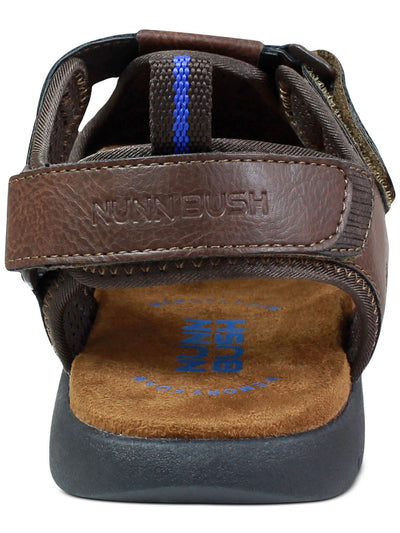 NUNN BUSH Mens Brown Mixed Media Back Pull-Tab Cushioned Odor Control Rio Grande Round Toe Sandals Shoes 13 M