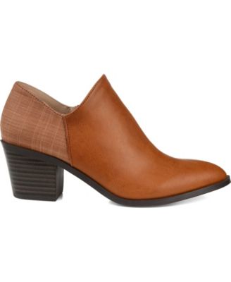 JOURNEE COLLECTION Womens Orange Deep V Cutouts Padded Lola Almond Toe Block Heel Slip On Booties 6.5