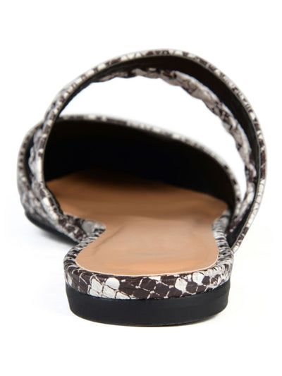 JOURNEE COLLECTION Womens Brown Snakeskin Cushioned Braided Olivea Almond Toe Slip On Slide Sandals 8.5 M