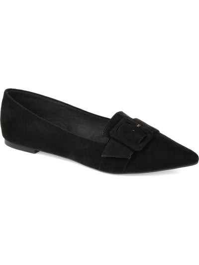 JOURNEE COLLECTION Womens Black Buckle Accent Cushioned Audrey Pointed Toe Slip On Loafers Shoes 8 M