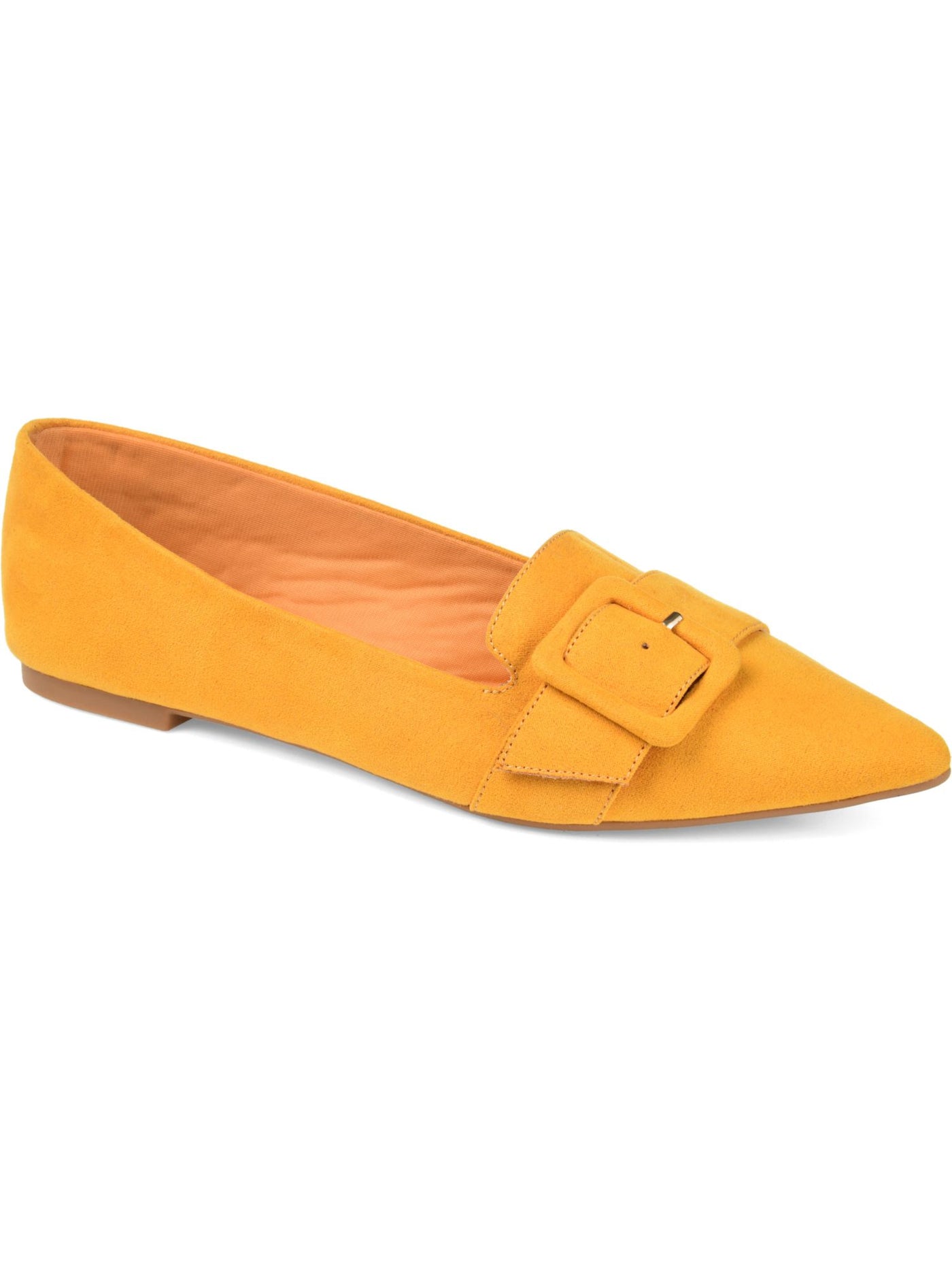 JOURNEE COLLECTION Womens Yellow Buckle Accent Cushioned Audrey Pointed Toe Slip On Loafers Shoes 5.5 M