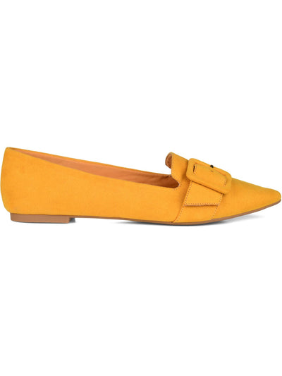 JOURNEE COLLECTION Womens Yellow Buckle Accent Cushioned Audrey Pointed Toe Slip On Loafers Shoes 6 M