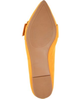 JOURNEE COLLECTION Womens Yellow Buckle Accent Cushioned Audrey Pointed Toe Slip On Loafers Shoes M