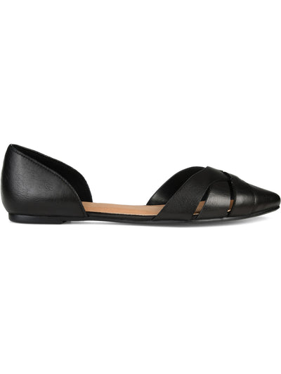 JOURNEE COLLECTION Womens Black Crisscross Straps Padded Brandee Almond Toe Slip On Ballet Flats 6 M
