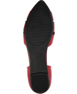 JOURNEE COLLECTION Womens Red Crisscross Straps Padded Reflective Brandee Pointed Toe Slip On Flats Shoes