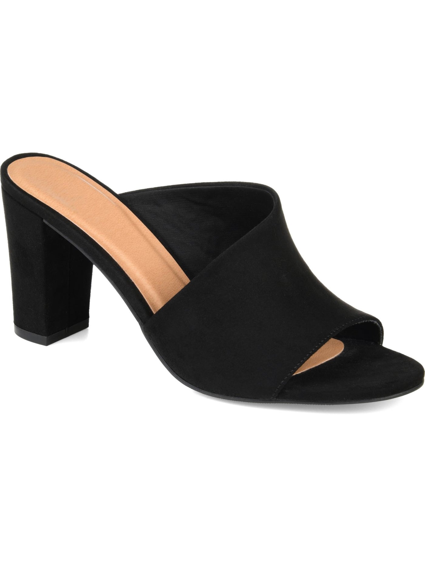 JOURNEE COLLECTION Womens Black Padded Asymmetrical Allea Round Toe Block Heel Slip On Dress Sandals Shoes 5.5