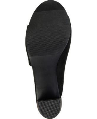JOURNEE COLLECTION Womens Black Padded Asymmetrical Allea Round Toe Block Heel Slip On Dress Sandals Shoes