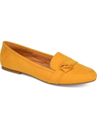 JOURNEE COLLECTION Womens Yellow Knot Accent Strap Padded Marci Round Toe Slip On Loafers Shoes 7.5 M