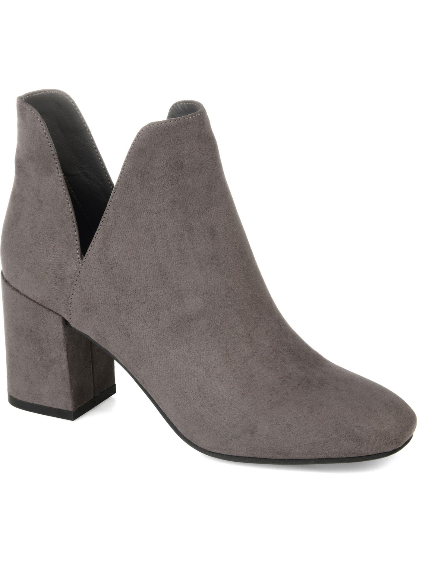 JOURNEE Womens Gray Deep V  Side Slits Square Toe Block Heel Booties 5.5