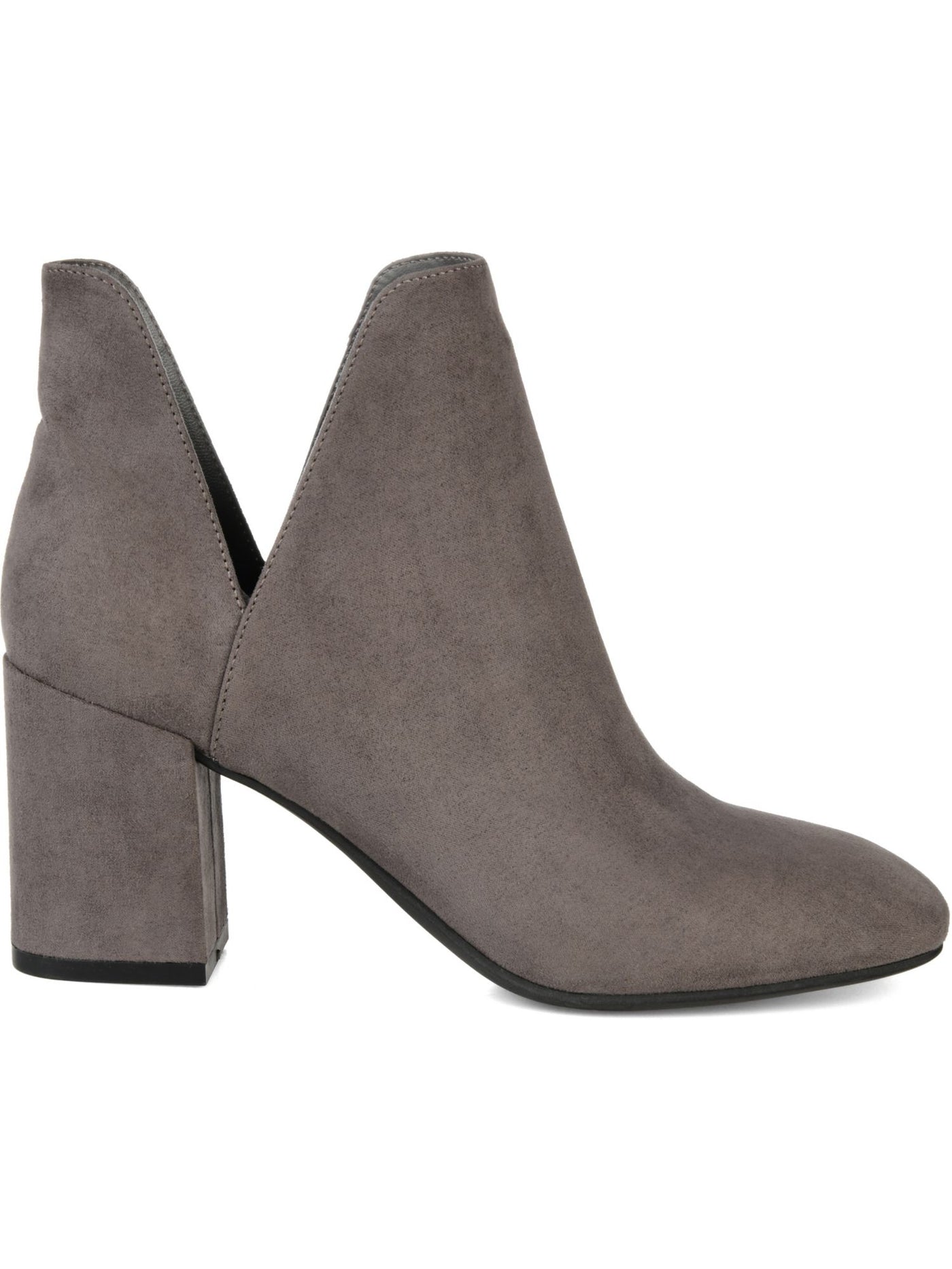 JOURNEE Womens Gray Deep V  Side Slits Square Toe Block Heel Booties 5.5