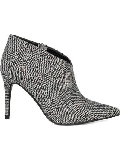 JOURNEE COLLECTION Womens Black Gingham Padded Demmi Pointed Toe Stiletto Zip-Up Booties 7.5 M