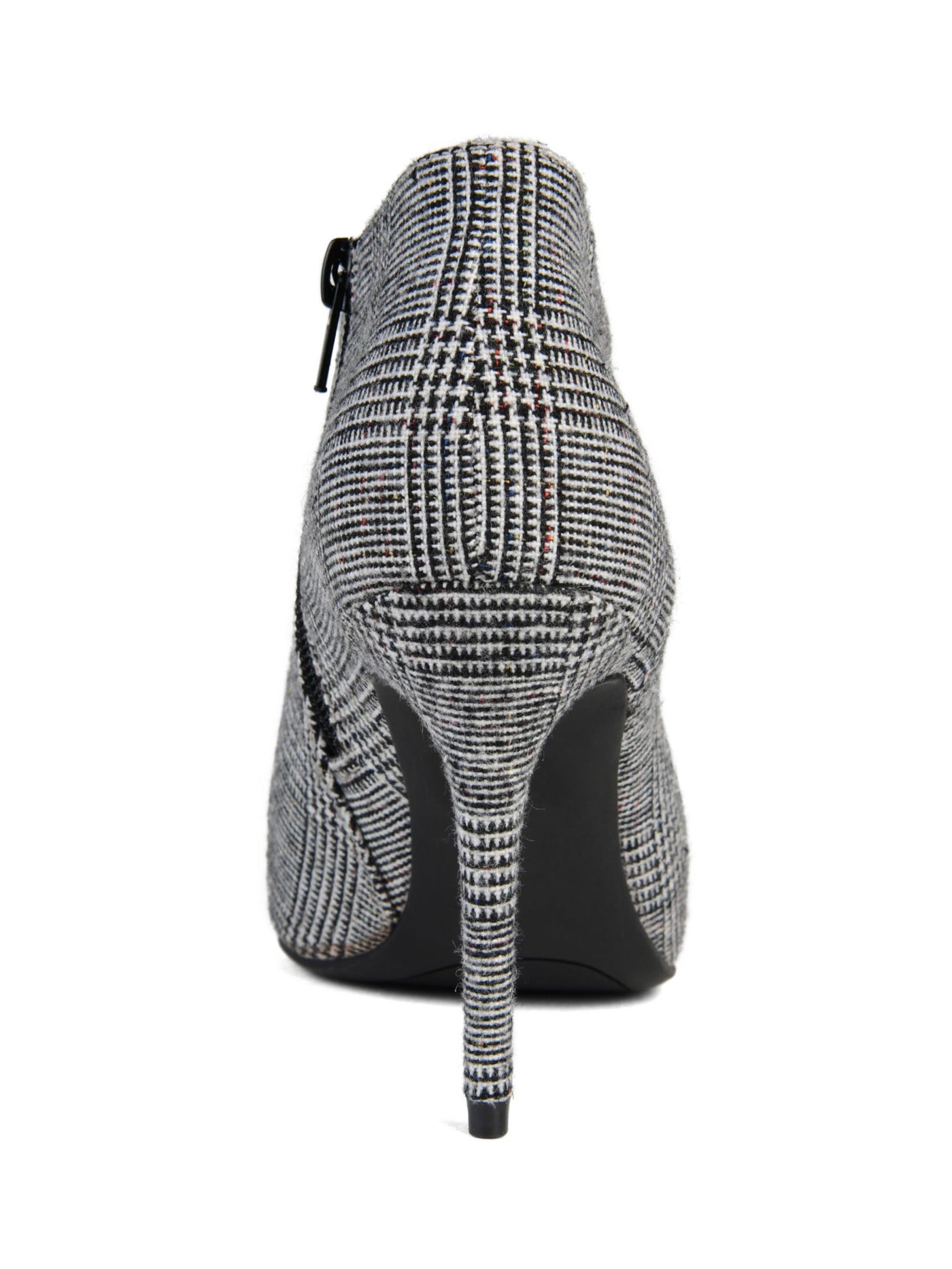 JOURNEE COLLECTION Womens Gray Gingham Padded Demmi Pointed Toe Stiletto Zip-Up Booties 8.5 M
