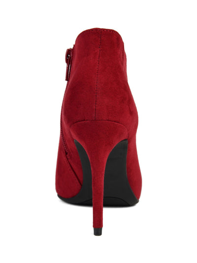 JOURNEE COLLECTION Womens Red Padded Demmi Pointed Toe Stiletto Zip-Up Dress Booties 12