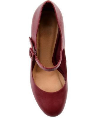 JOURNEE COLLECTION Womens Maroon Mary Jane Comfort Shayla Round Toe Block Heel Buckle Dress Pumps Shoes M