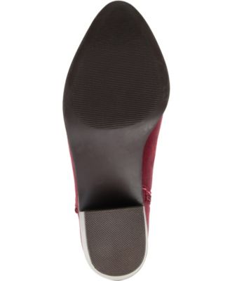 JOURNEE COLLECTION Womens Burgundy Lightly Padded Asymmetrical Scalloped Tessa Almond Toe Block Heel Zip-Up Booties