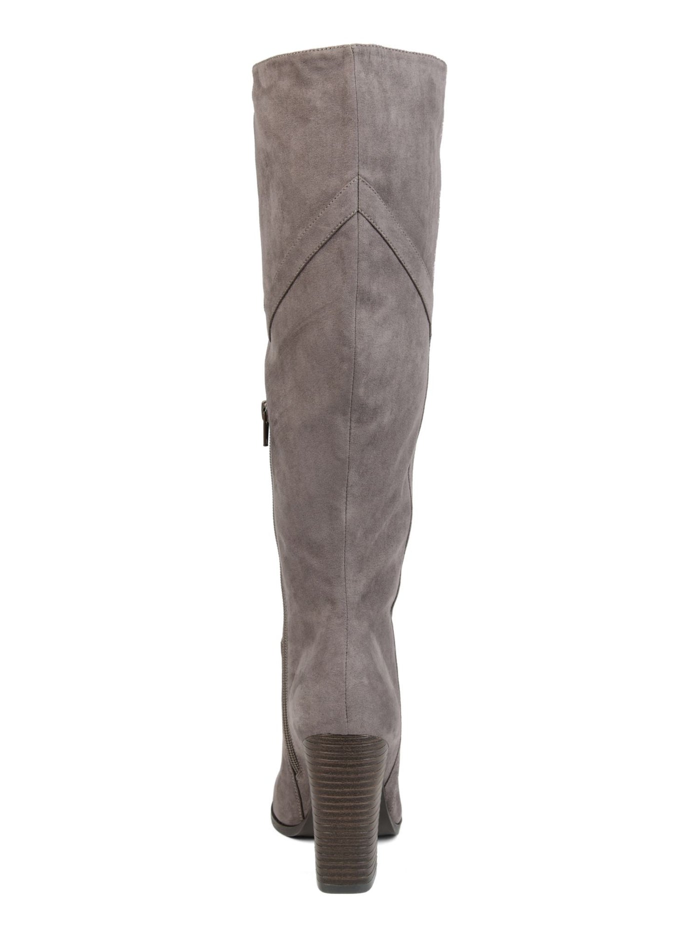 JOURNEE COLLECTION Womens Gray Comfort Wide Calf Kyllie Almond Toe Block Heel Zip-Up Riding Boot 9 XWC